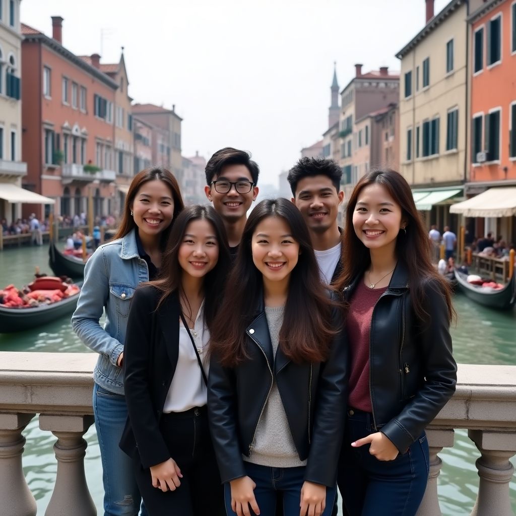 Gruppo di amici in una piazza siciliana