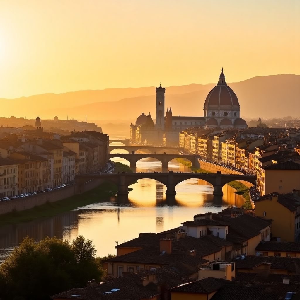 Veduta panoramica di Firenze con il Duomo e Ponte Vecchio